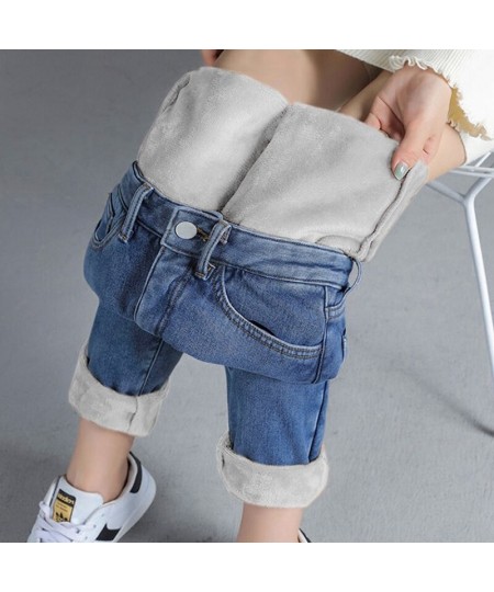 Winter Spring Straight Loose Outer Wear Warm Thickened Harem Denim Plus Velvet Dad Jeans Denim Women's New pANTS $48.58 - Jeans