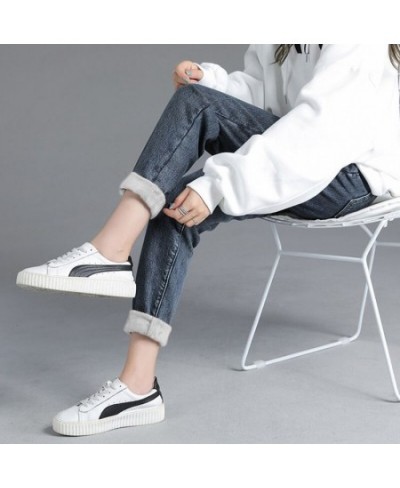 Winter Spring Straight Loose Outer Wear Warm Thickened Harem Denim Plus Velvet Dad Jeans Denim Women's New pANTS $48.58 - Jeans