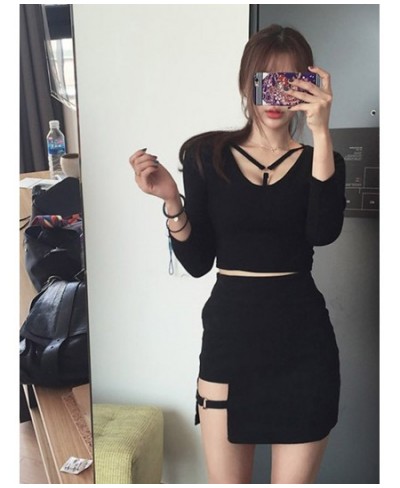 Korean Style Black Package Hip Skirts Irregular Hem Pencil Micro Mini Skirt Sexy Slim Women Party Skirts $23.51 - Skirts