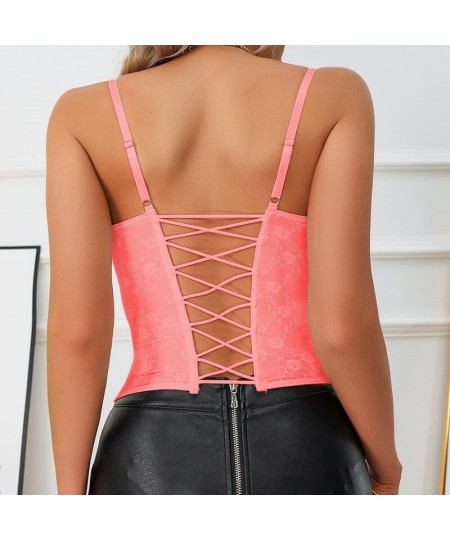 Corset for Women Sexy Lace Waist Shapewear Underbust Bustiers Backless Body Corsets Tank Top Push Up Bra Body Shaper $30.59 -...