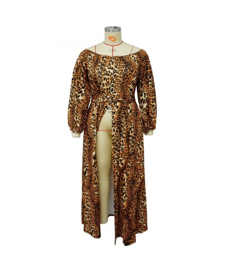 Plus Size Women 4xl Dress Leopard Camo Floral Print Elegant Dress Lady Fashion Party Split Robe 2023 Spring Luxury Club Cloth...