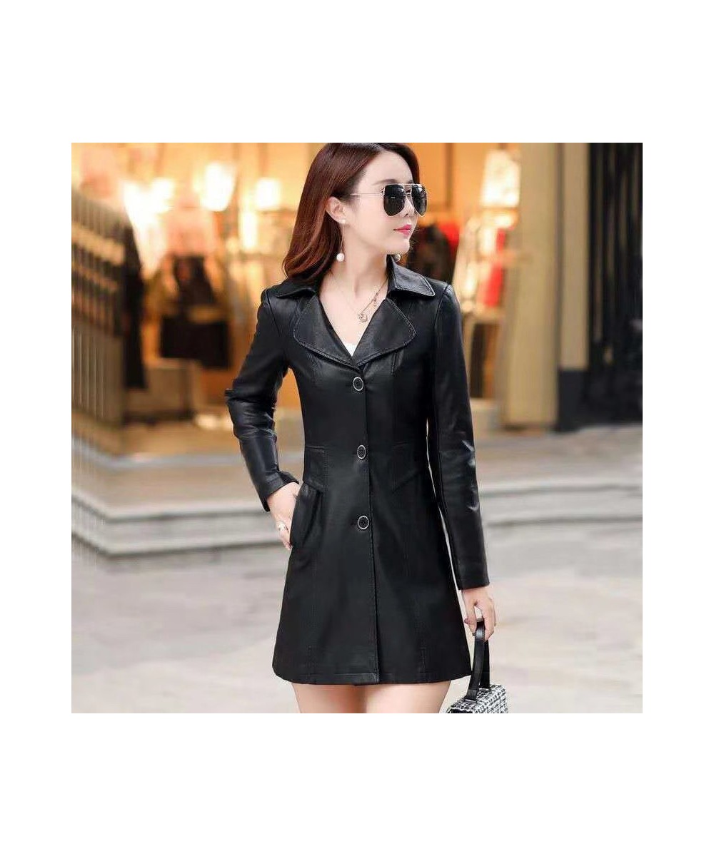 Women's Leather Jacket Slim Middle-aged Women Winter black Coat Female gothic Leather Coat XL-5XL Leather Jacket $59.48 - Jac...