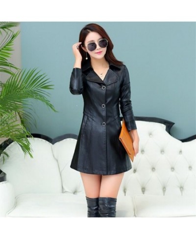 Women's Leather Jacket Slim Middle-aged Women Winter black Coat Female gothic Leather Coat XL-5XL Leather Jacket $59.48 - Jac...