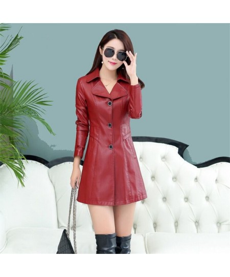 Women's Leather Jacket Slim Middle-aged Women Winter black Coat Female gothic Leather Coat XL-5XL Leather Jacket $59.48 - Jac...