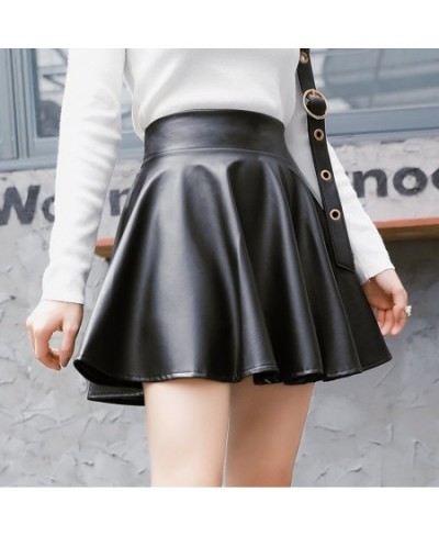 Women Sexy Faux Leather Skirts High Waist Elastic Mini Short Skirt Multi Purpose For Skater Work Nightclub Knee-Length Skirts...