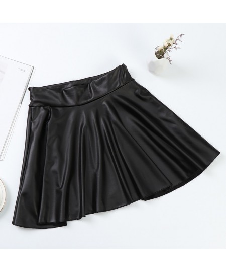 Women Sexy Faux Leather Skirts High Waist Elastic Mini Short Skirt Multi Purpose For Skater Work Nightclub Knee-Length Skirts...