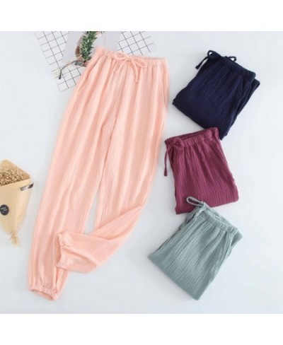 Home Cotton Pajama Pants Spring Summer Autumn Men's and Women's Cotton Pajamas Pants Simple and Comfortable Long Trousers $29...