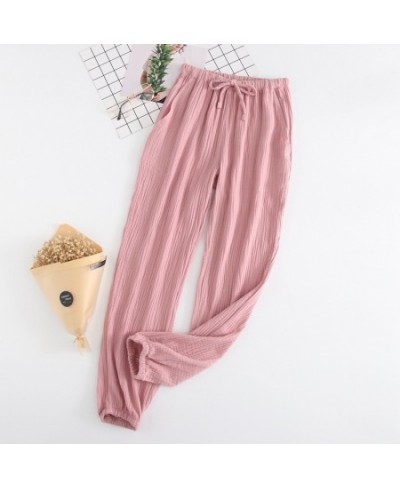 Home Cotton Pajama Pants Spring Summer Autumn Men's and Women's Cotton Pajamas Pants Simple and Comfortable Long Trousers $29...