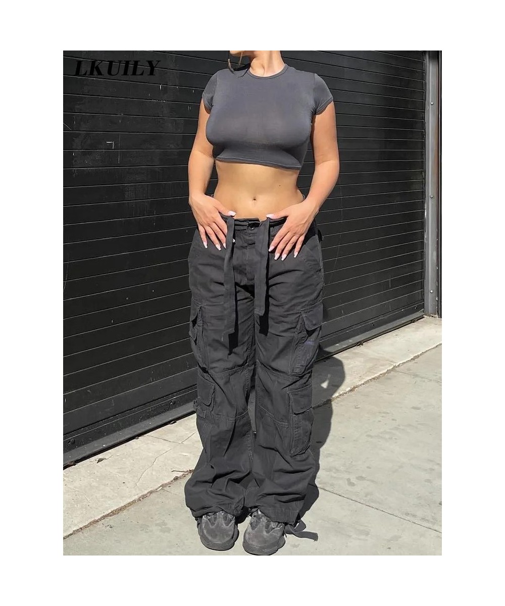 Vintage Cargo Pants Overalls Baggy Jeans Women Casual Fashion Y2k 90s Streetwear Big Pockets High Waist Straight Denim Trouse...