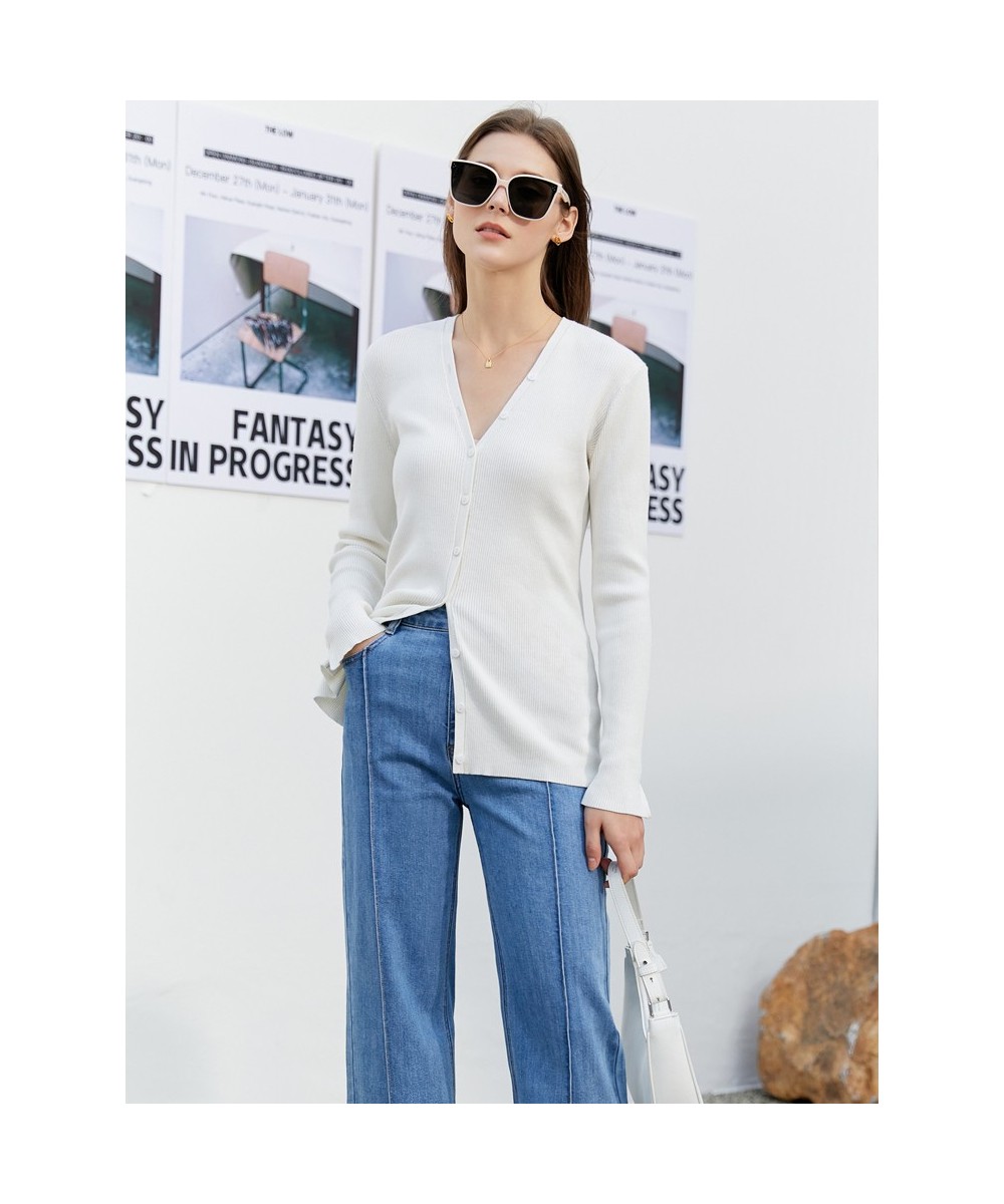 Minimalist Spring Women Knitted Tops Office Lady V Neck Full Sleeve Thin Cardigan Solid Women Sweater Female Tops 12230157 $9...