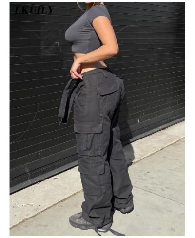 Vintage Cargo Pants Overalls Baggy Jeans Women Casual Fashion Y2k 90s Streetwear Big Pockets High Waist Straight Denim Trouse...