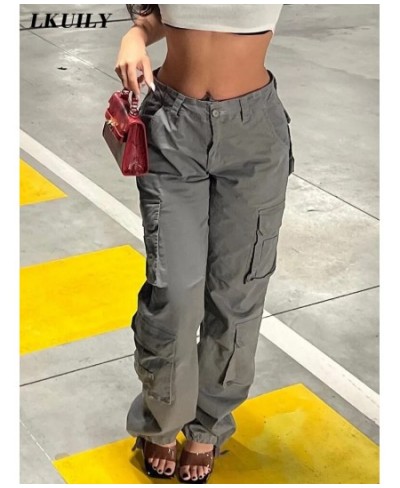 Vintage Cargo Pants Overalls Baggy Jeans Women Casual Fashion Y2k 90s Streetwear Big Pockets High Waist Straight Denim Trouse...