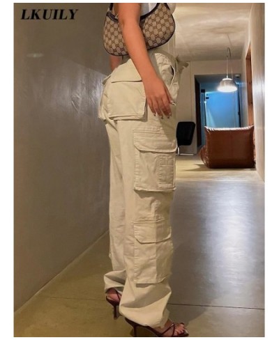 Vintage Cargo Pants Overalls Baggy Jeans Women Casual Fashion Y2k 90s Streetwear Big Pockets High Waist Straight Denim Trouse...