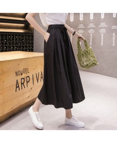 Drawstring Elastic High Waist Wide Cargo Pants Women Vintage Street Style Casual Loose Capri Pants Summer Skirt Pants $40.88 ...