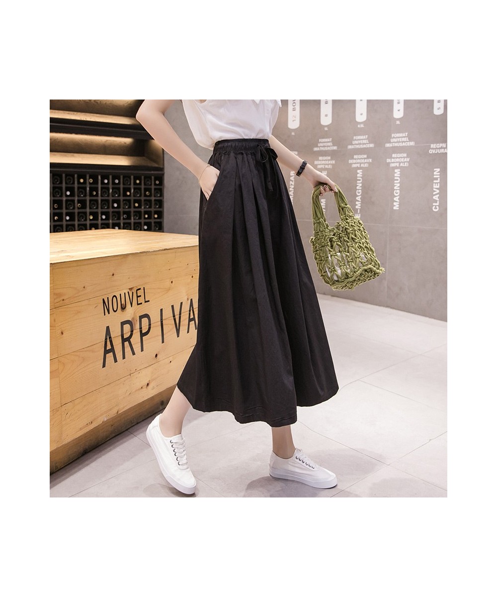 Drawstring Elastic High Waist Wide Cargo Pants Women Vintage Street Style Casual Loose Capri Pants Summer Skirt Pants $40.88 ...