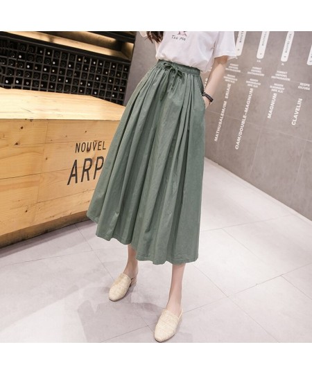 Drawstring Elastic High Waist Wide Cargo Pants Women Vintage Street Style Casual Loose Capri Pants Summer Skirt Pants $40.88 ...