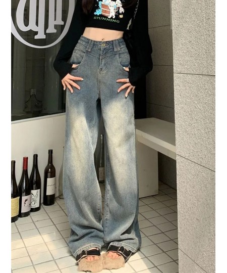 Baggy Jeans Women High Waisted Denim Pants Patchwork Wide Leg Irregular Chic Pocket Trousers Loose Straight Streetwear Y2k $5...