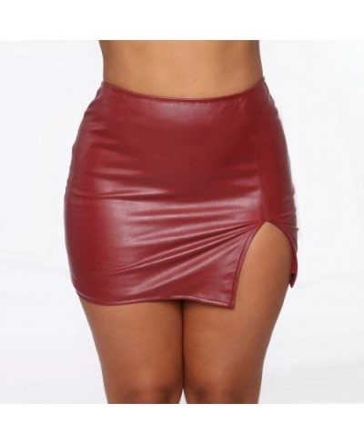 Women PU Skirt Lady Skinny High Waist Pencil Skirts Zipper Black Faux Leather Short Asymmetrical Skirt $31.48 - Skirts