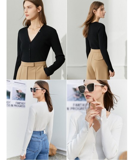 Minimalist Spring Women Knitted Tops Office Lady V Neck Full Sleeve Thin Cardigan Solid Women Sweater Female Tops 12230157 $9...