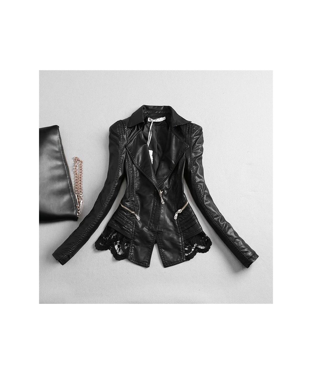 Plus Size Autumn Leather Jacket Women Short Black Lace Pu Leather Coat 2022 New Ladies Winter Motorcycle Female Outwea $82.95...