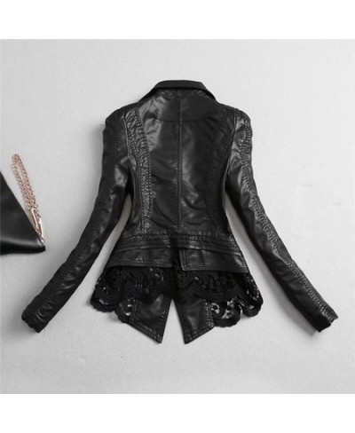 Plus Size Autumn Leather Jacket Women Short Black Lace Pu Leather Coat 2022 New Ladies Winter Motorcycle Female Outwea $82.95...