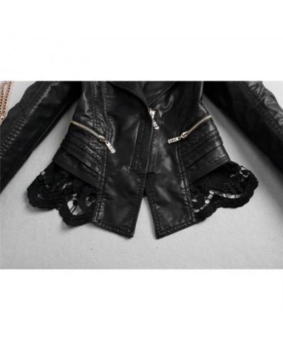 Plus Size Autumn Leather Jacket Women Short Black Lace Pu Leather Coat 2022 New Ladies Winter Motorcycle Female Outwea $82.95...