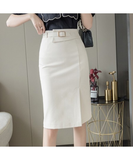 Spring Summer Buttons Women's Wrap Midi Skirts 2022 New High Waist Workwear Front Split Sheath Pencil Skirts Female $44.27 - ...