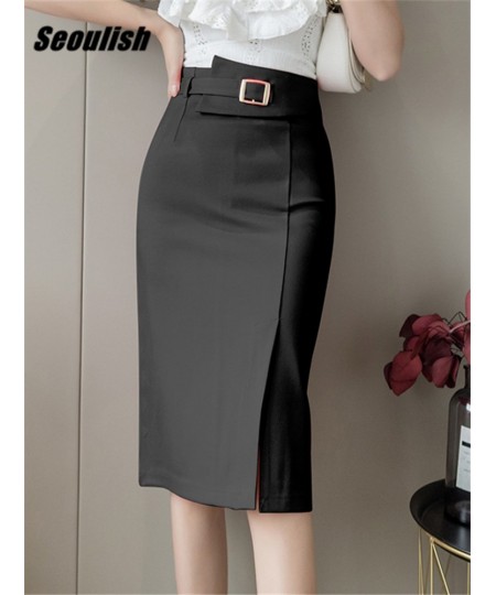 Spring Summer Buttons Women's Wrap Midi Skirts 2022 New High Waist Workwear Front Split Sheath Pencil Skirts Female $44.27 - ...