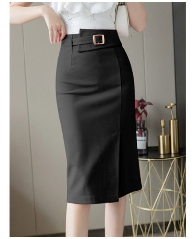 Spring Summer Buttons Women's Wrap Midi Skirts 2022 New High Waist Workwear Front Split Sheath Pencil Skirts Female $44.27 - ...