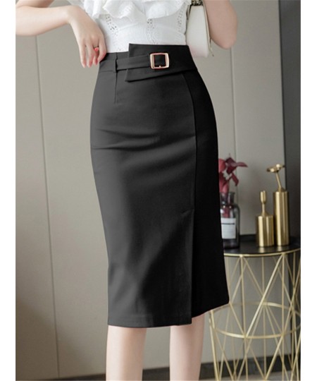 Spring Summer Buttons Women's Wrap Midi Skirts 2022 New High Waist Workwear Front Split Sheath Pencil Skirts Female $44.27 - ...