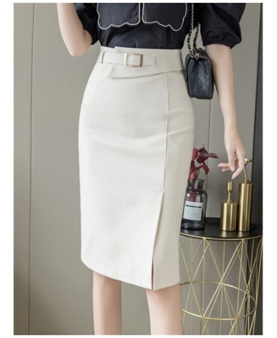 Spring Summer Buttons Women's Wrap Midi Skirts 2022 New High Waist Workwear Front Split Sheath Pencil Skirts Female $44.27 - ...