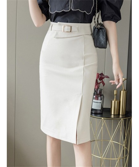 Spring Summer Buttons Women's Wrap Midi Skirts 2022 New High Waist Workwear Front Split Sheath Pencil Skirts Female $44.27 - ...