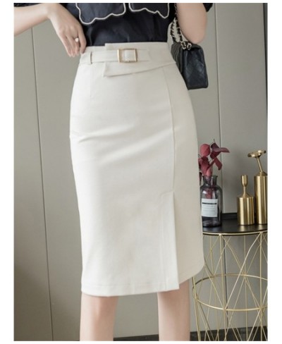 Spring Summer Buttons Women's Wrap Midi Skirts 2022 New High Waist Workwear Front Split Sheath Pencil Skirts Female $44.27 - ...