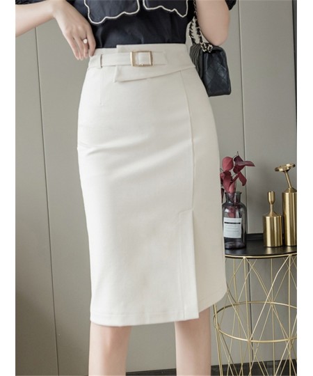 Spring Summer Buttons Women's Wrap Midi Skirts 2022 New High Waist Workwear Front Split Sheath Pencil Skirts Female $44.27 - ...