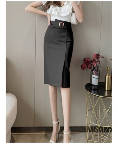 Spring Summer Buttons Women's Wrap Midi Skirts 2022 New High Waist Workwear Front Split Sheath Pencil Skirts Female $44.27 - ...