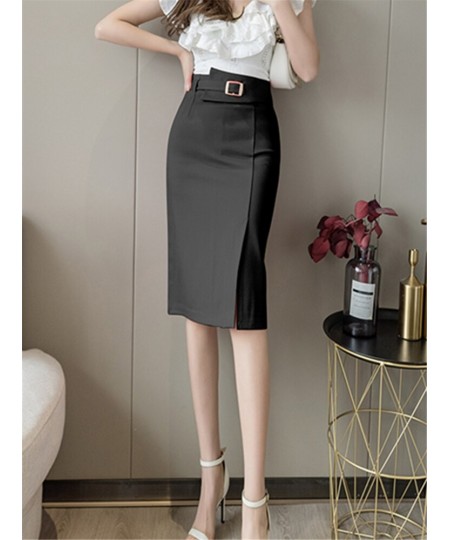 Spring Summer Buttons Women's Wrap Midi Skirts 2022 New High Waist Workwear Front Split Sheath Pencil Skirts Female $44.27 - ...