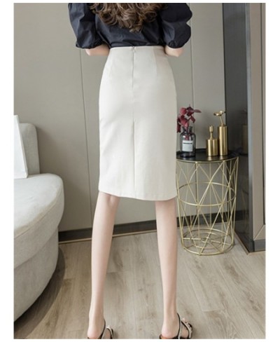 Spring Summer Buttons Women's Wrap Midi Skirts 2022 New High Waist Workwear Front Split Sheath Pencil Skirts Female $44.27 - ...