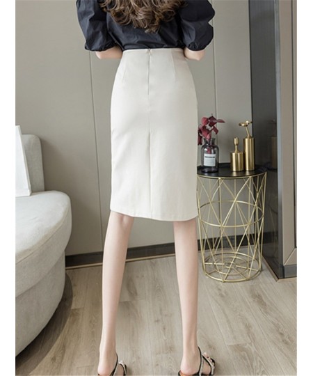 Spring Summer Buttons Women's Wrap Midi Skirts 2022 New High Waist Workwear Front Split Sheath Pencil Skirts Female $44.27 - ...