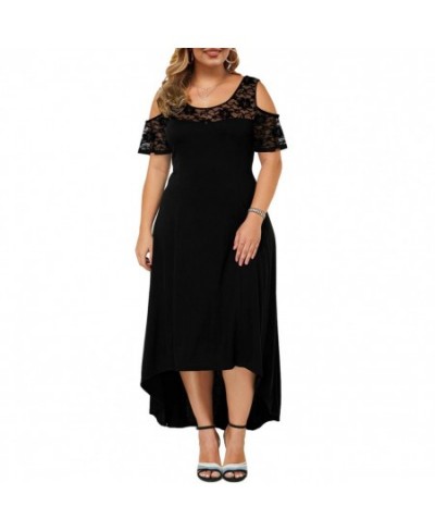 Plus Size Women Dress High Waist Commuter Style Female Dress Short Sleeve Irregular Hem Dress Vintage $37.71 - Plus Size Clothes