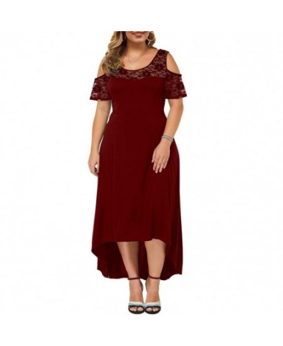 Plus Size Women Dress High Waist Commuter Style Female Dress Short Sleeve Irregular Hem Dress Vintage $37.71 - Plus Size Clothes