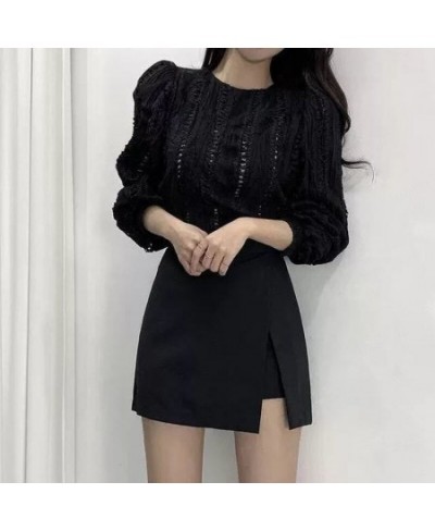 Women Skirts Sexy Side-slit Irregular High Waist Slender Elegant Mini Skirt Solid Color A-line Office Lady S-4XL Black Haraju...