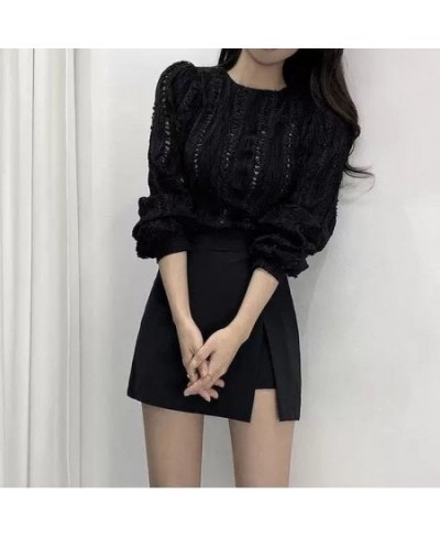 Women Skirts Sexy Side-slit Irregular High Waist Slender Elegant Mini Skirt Solid Color A-line Office Lady S-4XL Black Haraju...