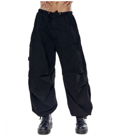 Womens Baggy Cargo Pants Hip Hop Joggers Sweatpants Loose Drawstring Wide Leg Trousers with Multi Pockets Streetwear $42.27 -...