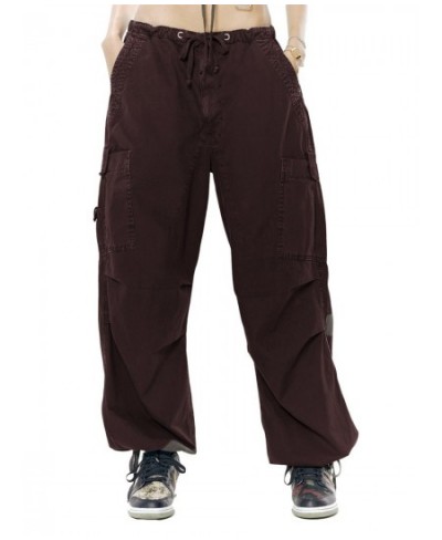 Womens Baggy Cargo Pants Hip Hop Joggers Sweatpants Loose Drawstring Wide Leg Trousers with Multi Pockets Streetwear $42.27 -...