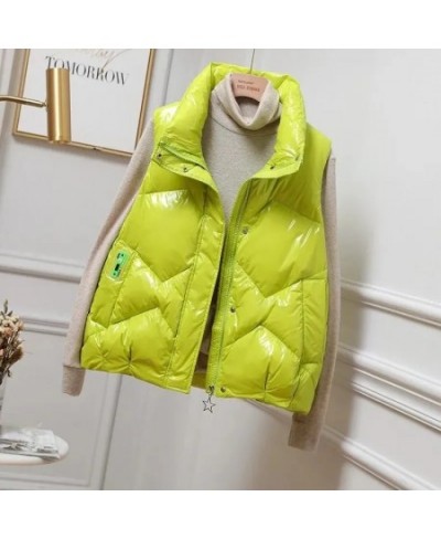 Autumn Winter Women Down Vest Jacket Fashion Glossy Vest Woman Cotton Padded Waistcoat Sleeveless Female Outerwear Chaleco $5...