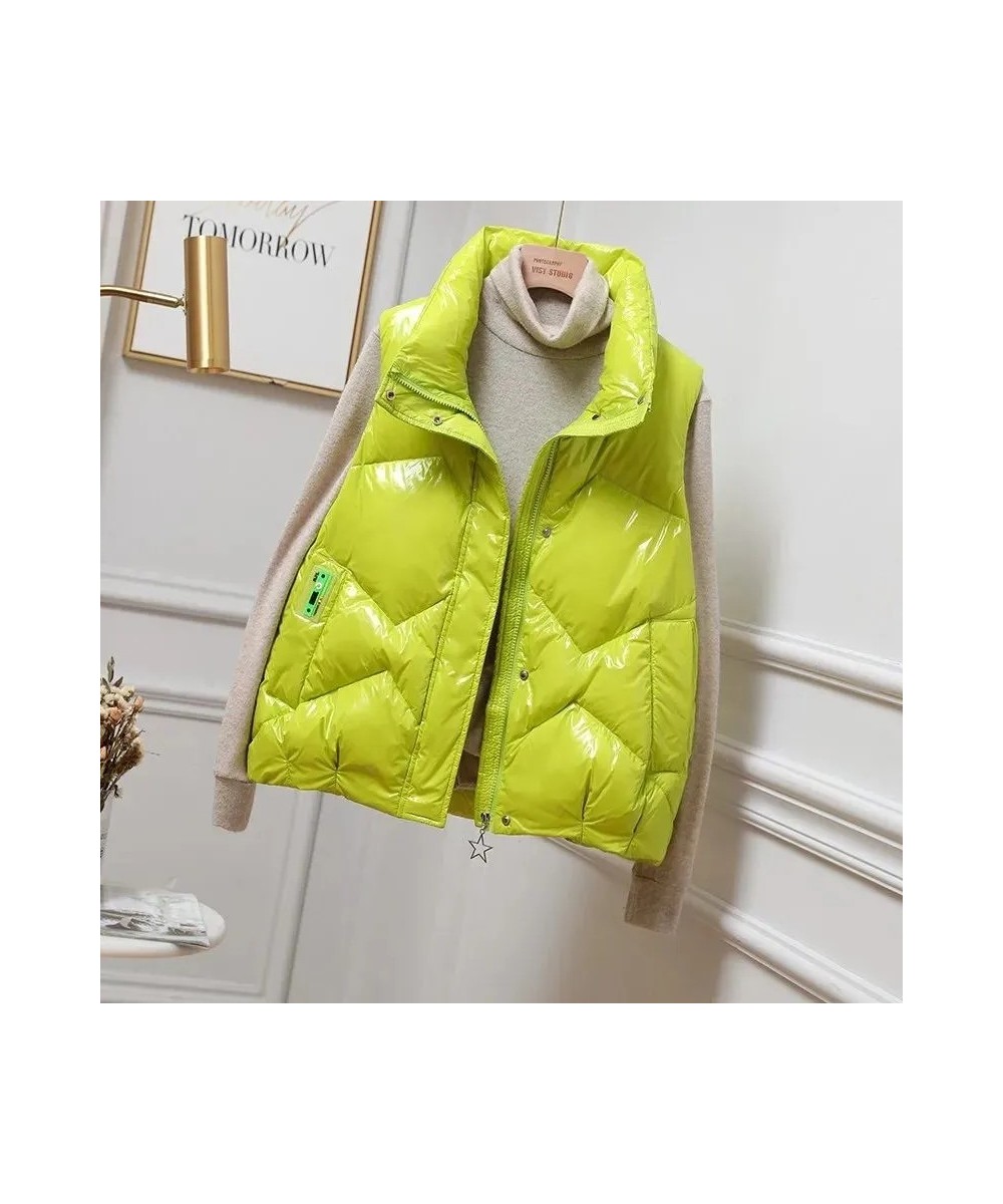 Autumn Winter Women Down Vest Jacket Fashion Glossy Vest Woman Cotton Padded Waistcoat Sleeveless Female Outerwear Chaleco $5...