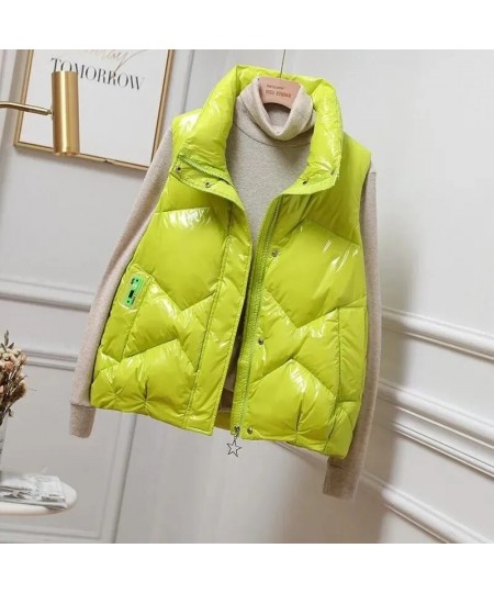 Autumn Winter Women Down Vest Jacket Fashion Glossy Vest Woman Cotton Padded Waistcoat Sleeveless Female Outerwear Chaleco $5...