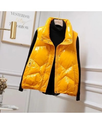 Autumn Winter Women Down Vest Jacket Fashion Glossy Vest Woman Cotton Padded Waistcoat Sleeveless Female Outerwear Chaleco $5...