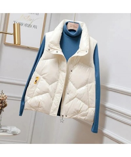 Autumn Winter Women Down Vest Jacket Fashion Glossy Vest Woman Cotton Padded Waistcoat Sleeveless Female Outerwear Chaleco $5...