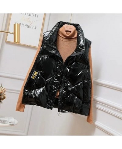 Autumn Winter Women Down Vest Jacket Fashion Glossy Vest Woman Cotton Padded Waistcoat Sleeveless Female Outerwear Chaleco $5...